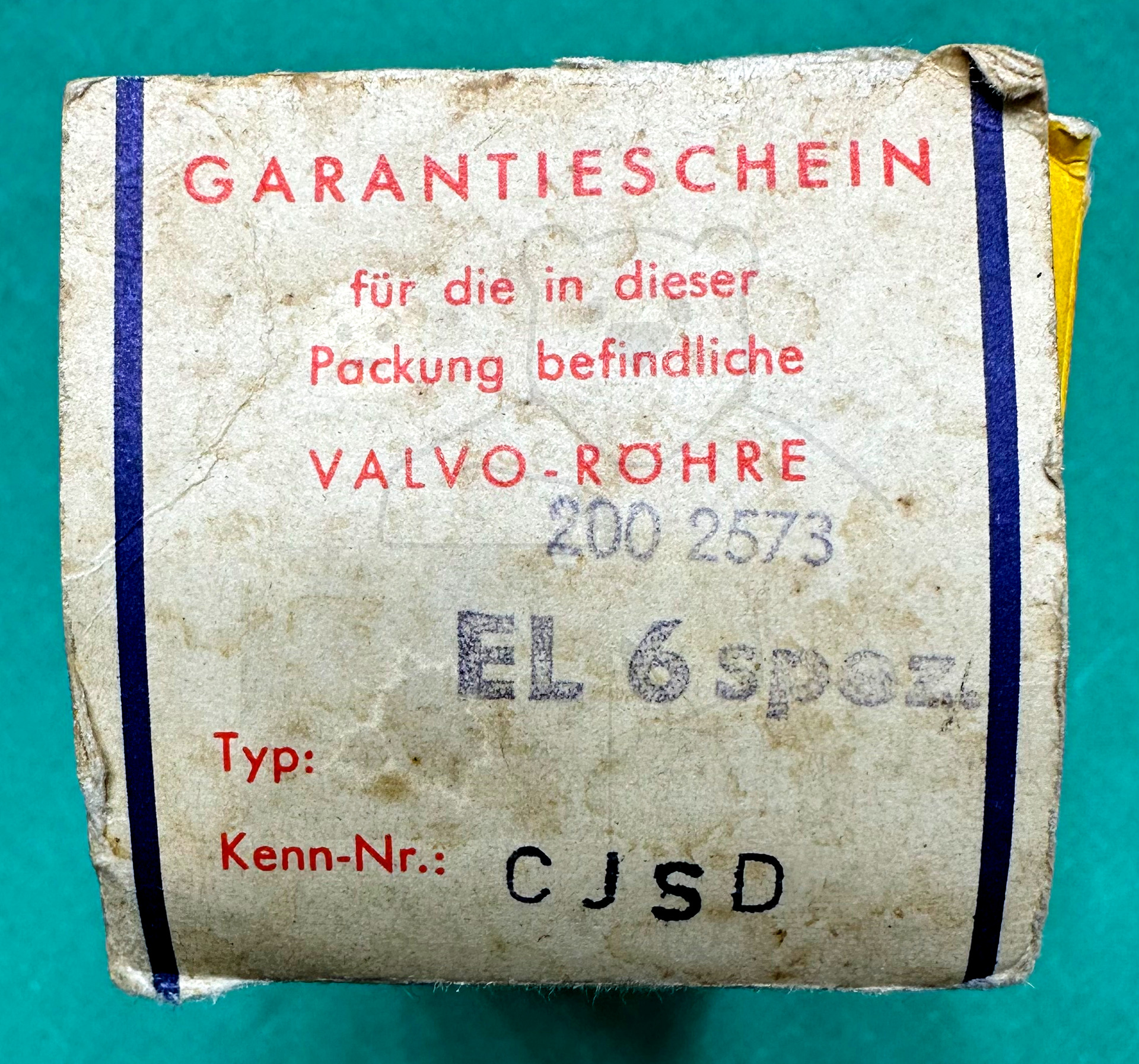 Röhre EL6 Spez. #7230 Verpackung Bild 3