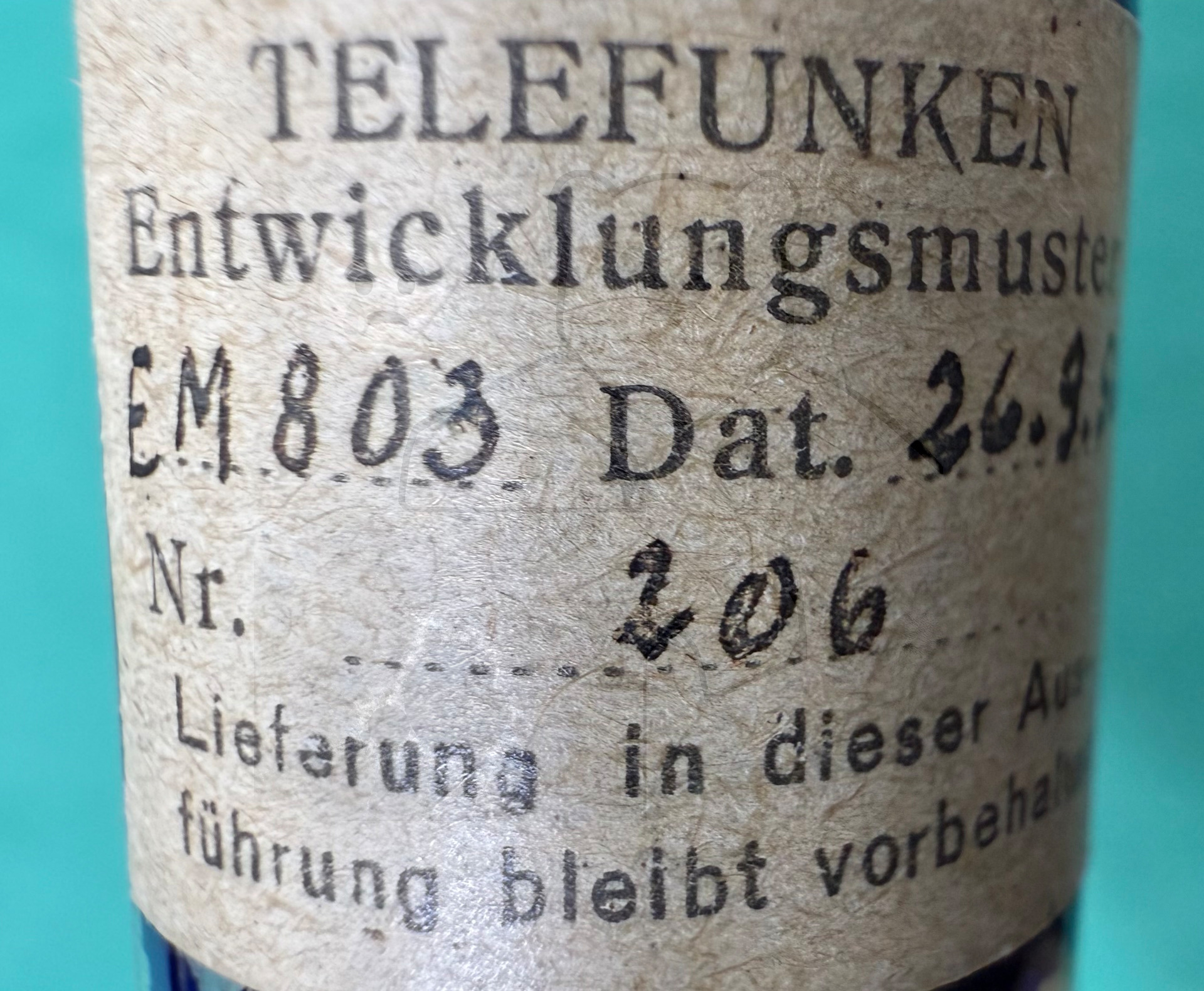 Röhre EM803 Entwicklungsmuster vom 26-09-1956 #7774 Bild 22