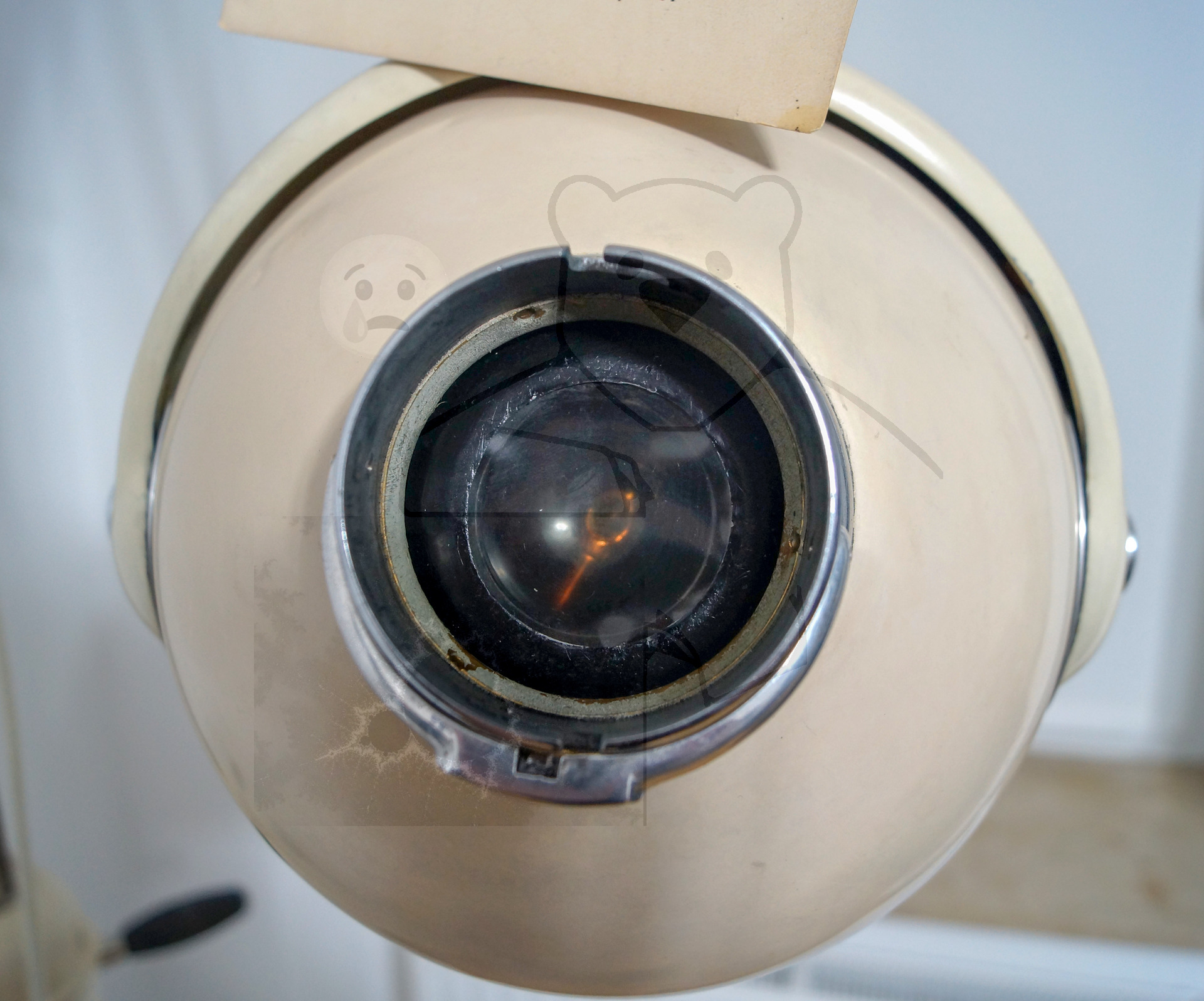 Siemens Roentgenkugel, Beige Variante, mit regulärem Tubus, Blick in die Roentgenroehre